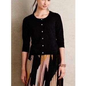 Knitted &Knotted Size L Anthropologie Afterword Black Lace Back Cardigan Sweater